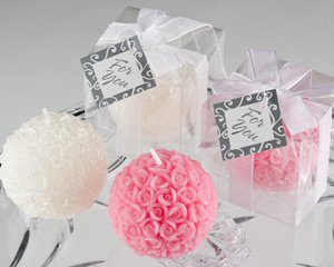 Rose Ball Candle in Gift Box with Matching Bow and Tag