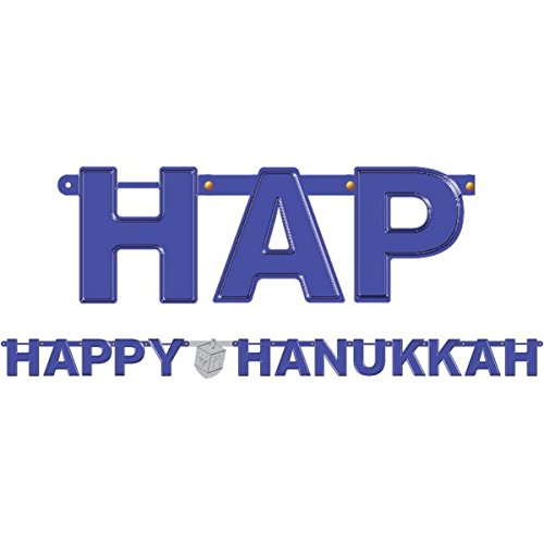 Amscan Joyous Hanukkah Festival Large Letter Banner Decoration, Purple, Paper, 7 1/2' x 6 1/4"", Pack of 1 Party Supplies