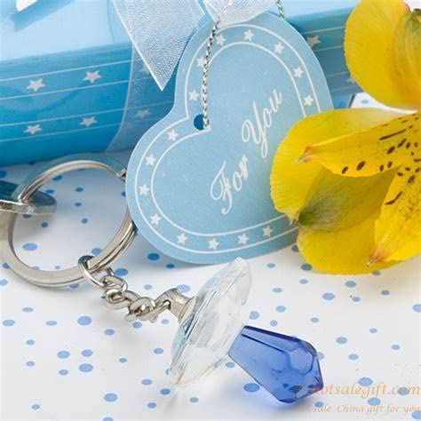 Baby Boy Blue Crystal Pacifier Key Chain