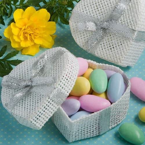 White Mesh Heart Shaped Candy/Trinket Gift Box