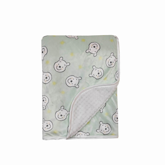 Disney Cudlie Baby Winnie The Pooh MNK/Waffle with Satin Edge Blanket with Dreamer Print