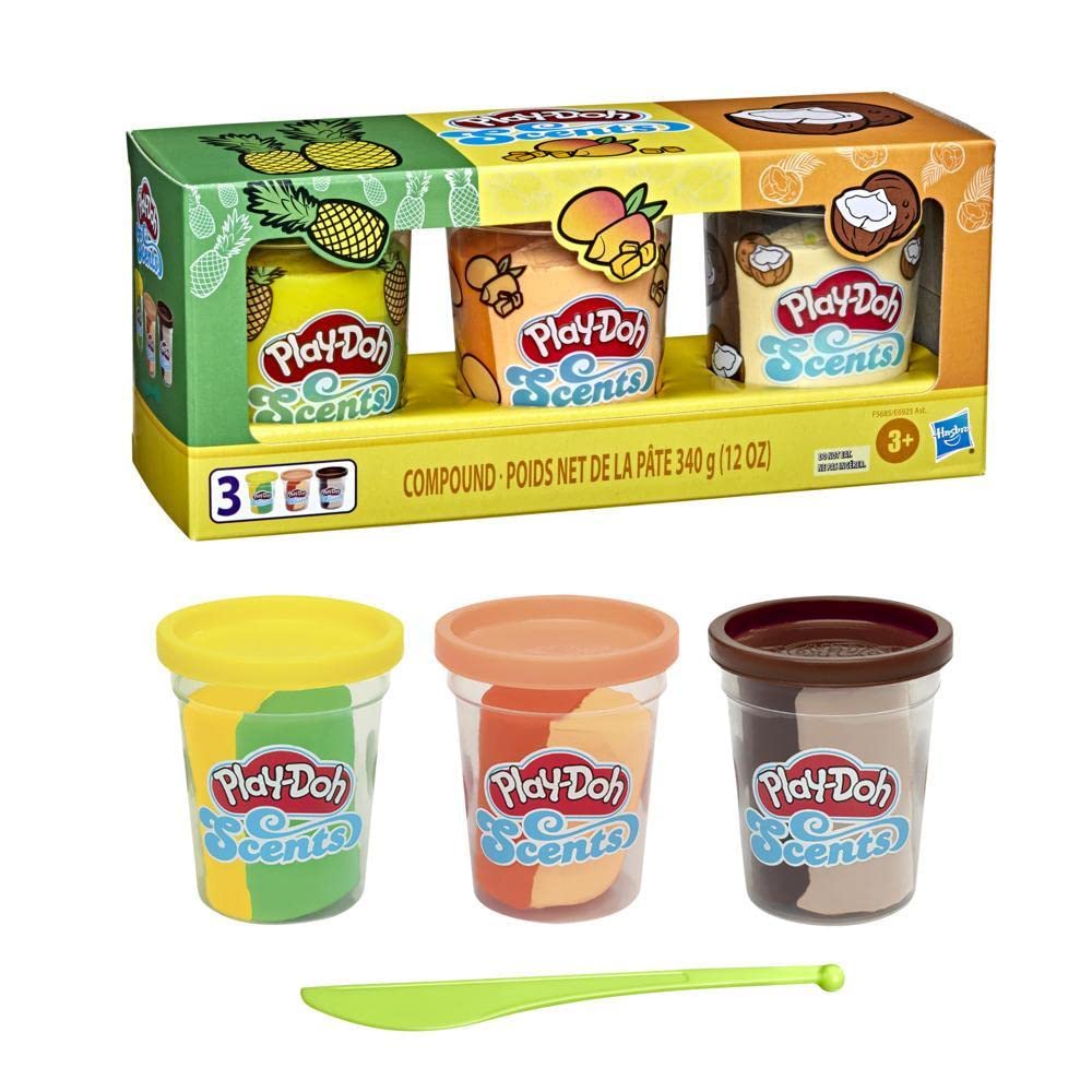 Play-Doh Scents Bundle - Tropical Fruit & Candy Pack w/ Flip Flop Fidget Toy