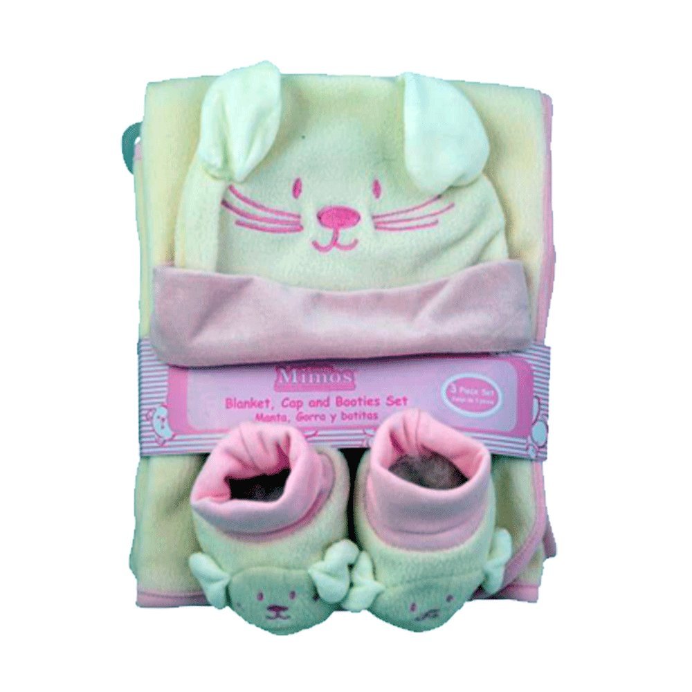 Little Mimos 3 Pcs Baby Set Blanket, Cap and Booties For Boys or For Girls, Polar Fleece 100% polyester