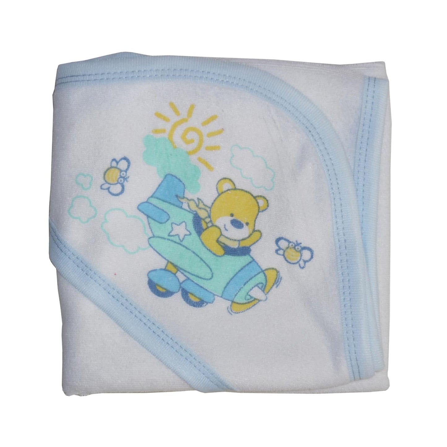 Bambini 021SB Hooded Towel with Binding and Screen Prints44; Blue