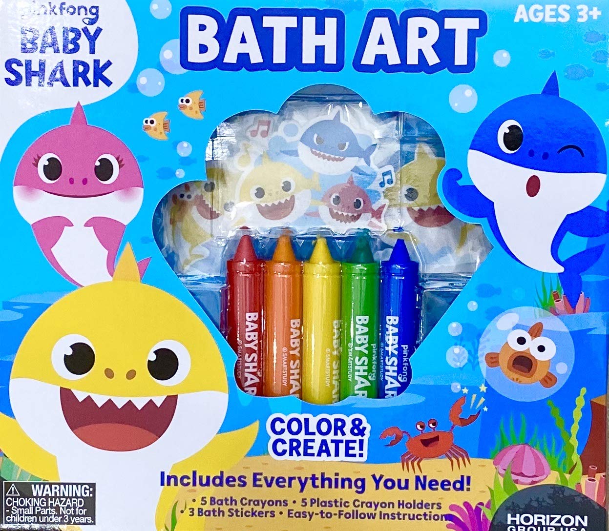 Baby Shark 7 Pieces Bath Art Set Games for Kids(+3 years) | Birthday Gift for Kids 2021