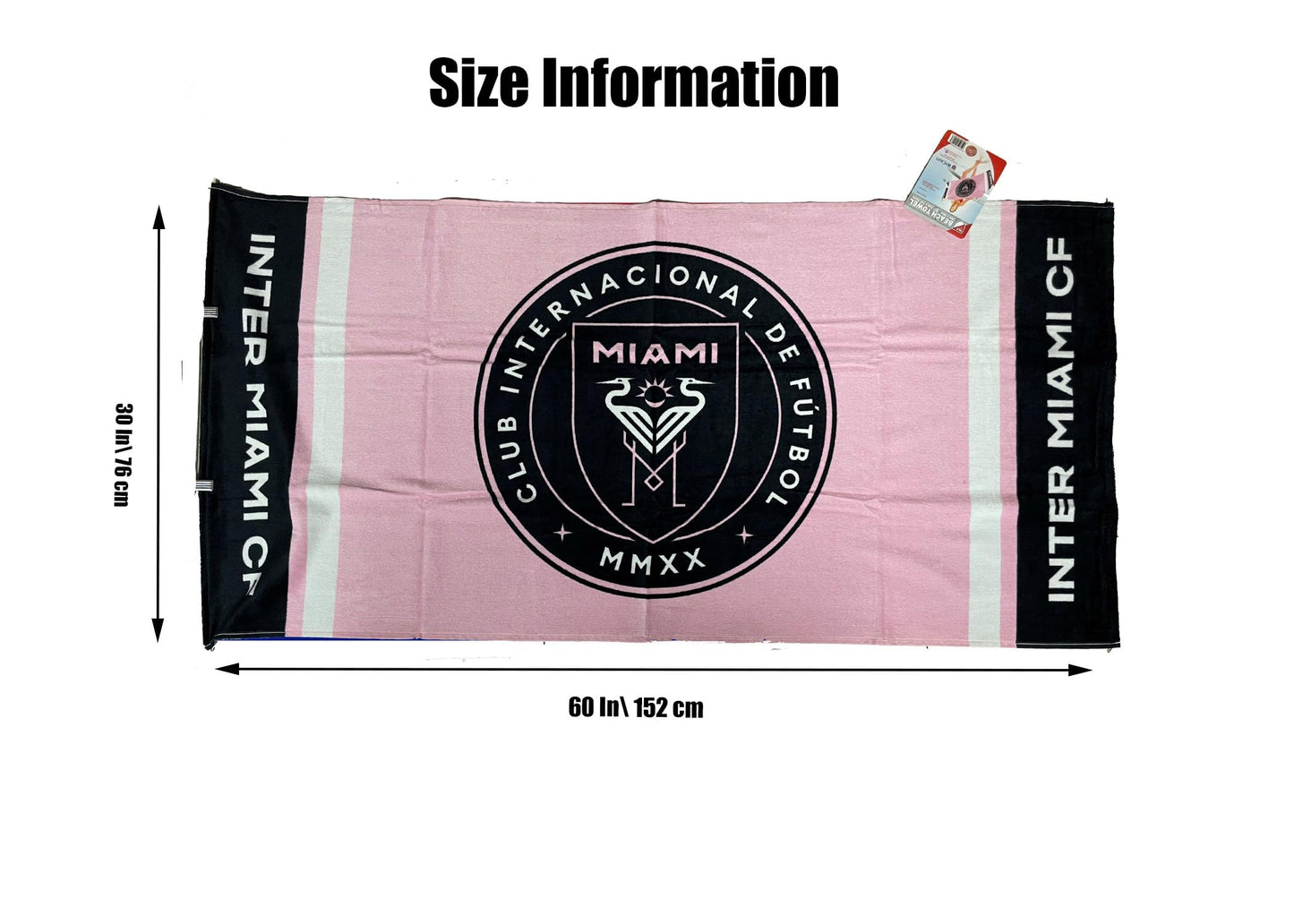 Island Gear Inter Miami Leo Messi Beach Towel - MLS Official Merchandise - 30"" x 60"" - Soccer Football, Pink