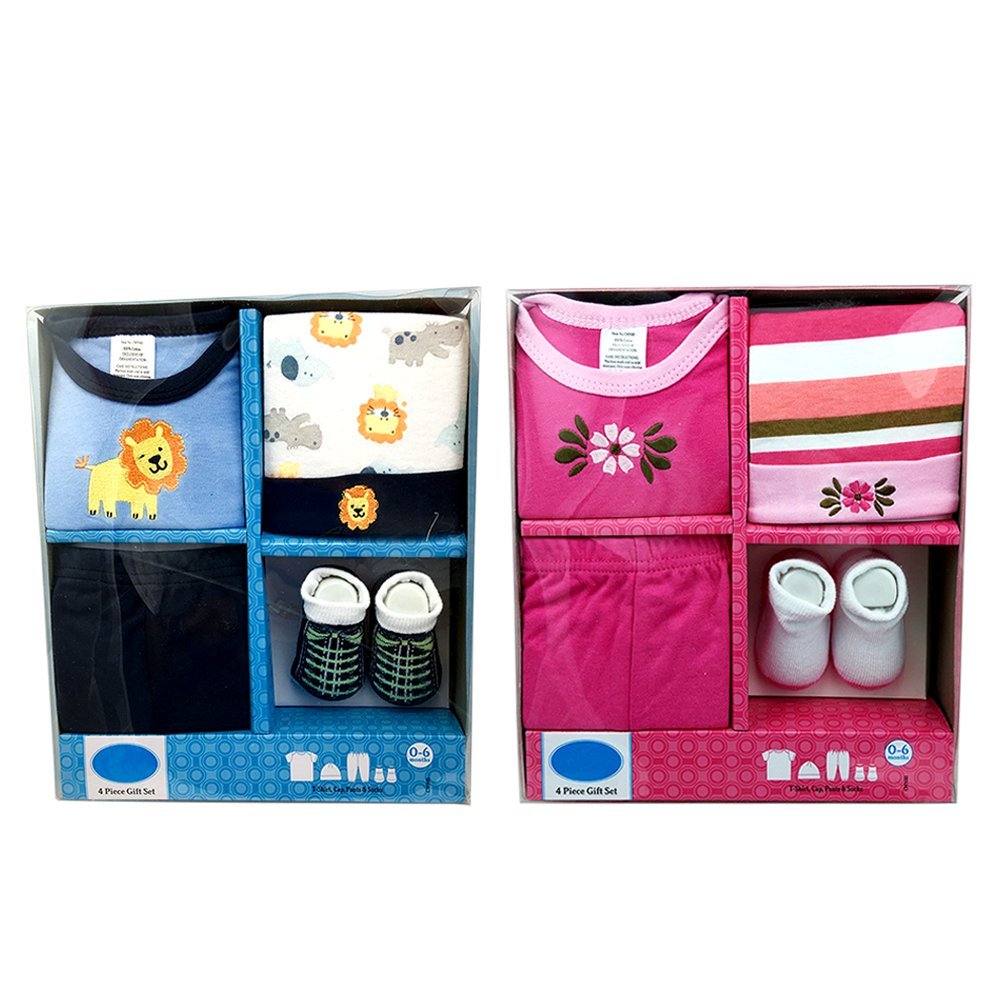 4 PCS BABY GIFT SET FOR BOYS OR GIRLS 0/6 MONTHS