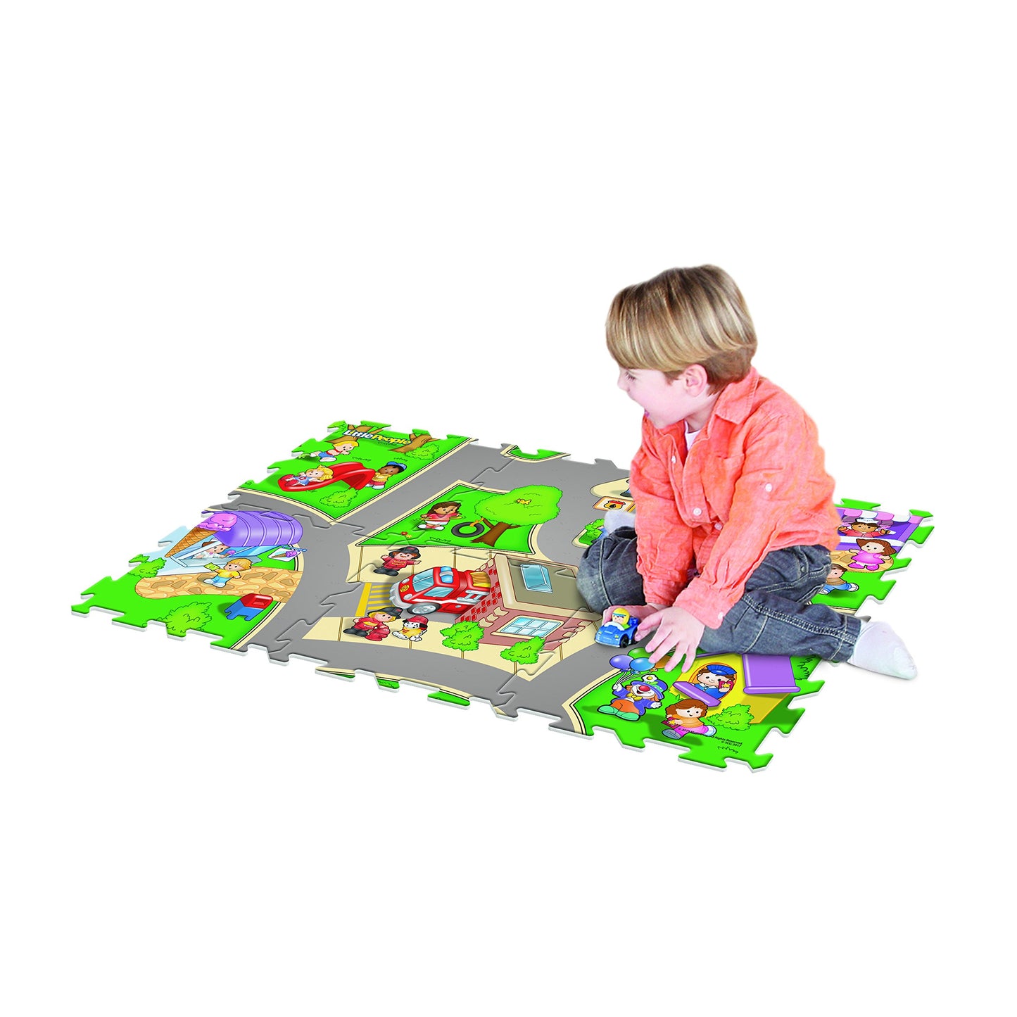Fisher-Price 6 Pc Mega Floor Mat with Vehicle Playmat with Vehicle