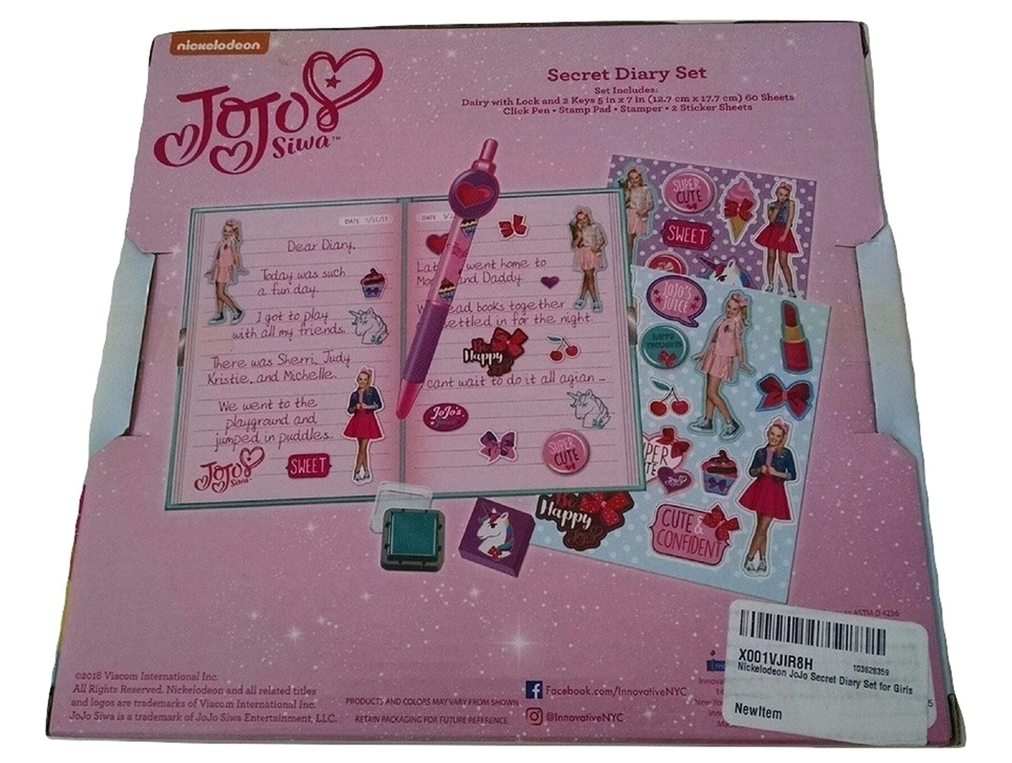 Nickelodeon JoJo Secret Diary Set for Girls,Aqua,10 x 6 in