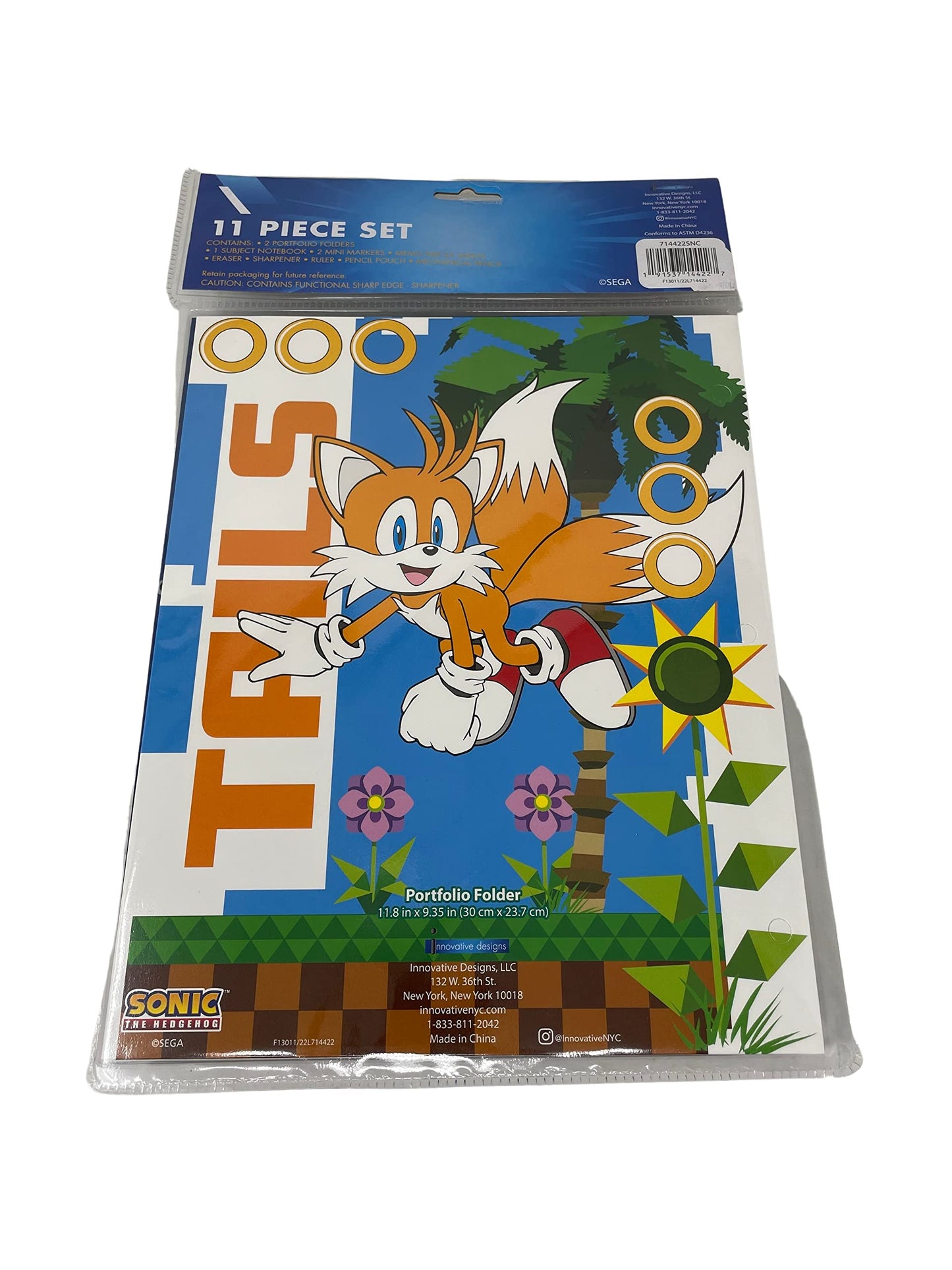 Innovative Designs Sonic The Hedgehog 11 Pcs Stationey Set, Blue, (714422snc)