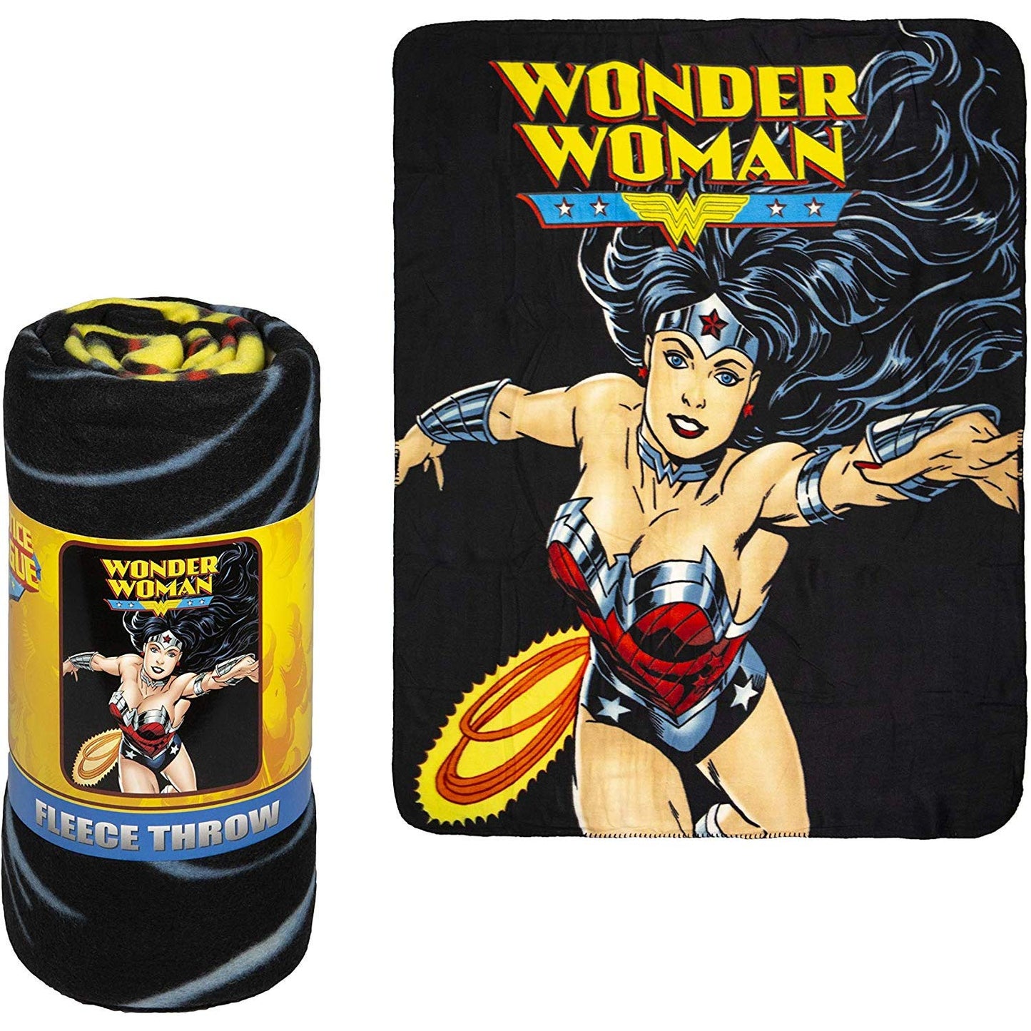 Fleece Throw Blanket - Wonder Woman Logo - Lightweight Faux Fur Fleece Blanket Large 50"x 60" - Use as Couch Cover, Sofa Cover, Bed Cover, Beach Blanket, Picnic Blanket, on Beds & Sofa Bed