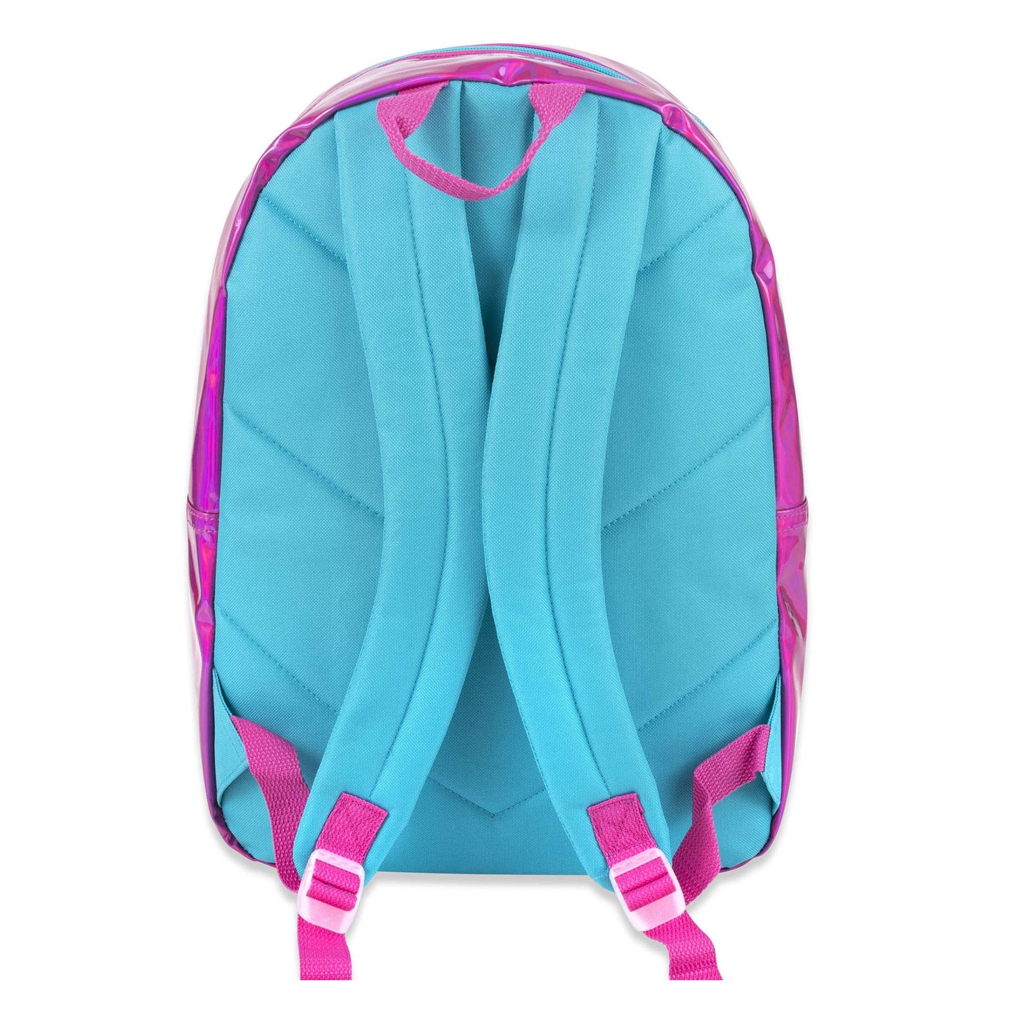 Trailmaker Holographic Laser Leather Backpack and Casual Travel Daypack in Blue and Pink with Rainbow Sayings (Pink)