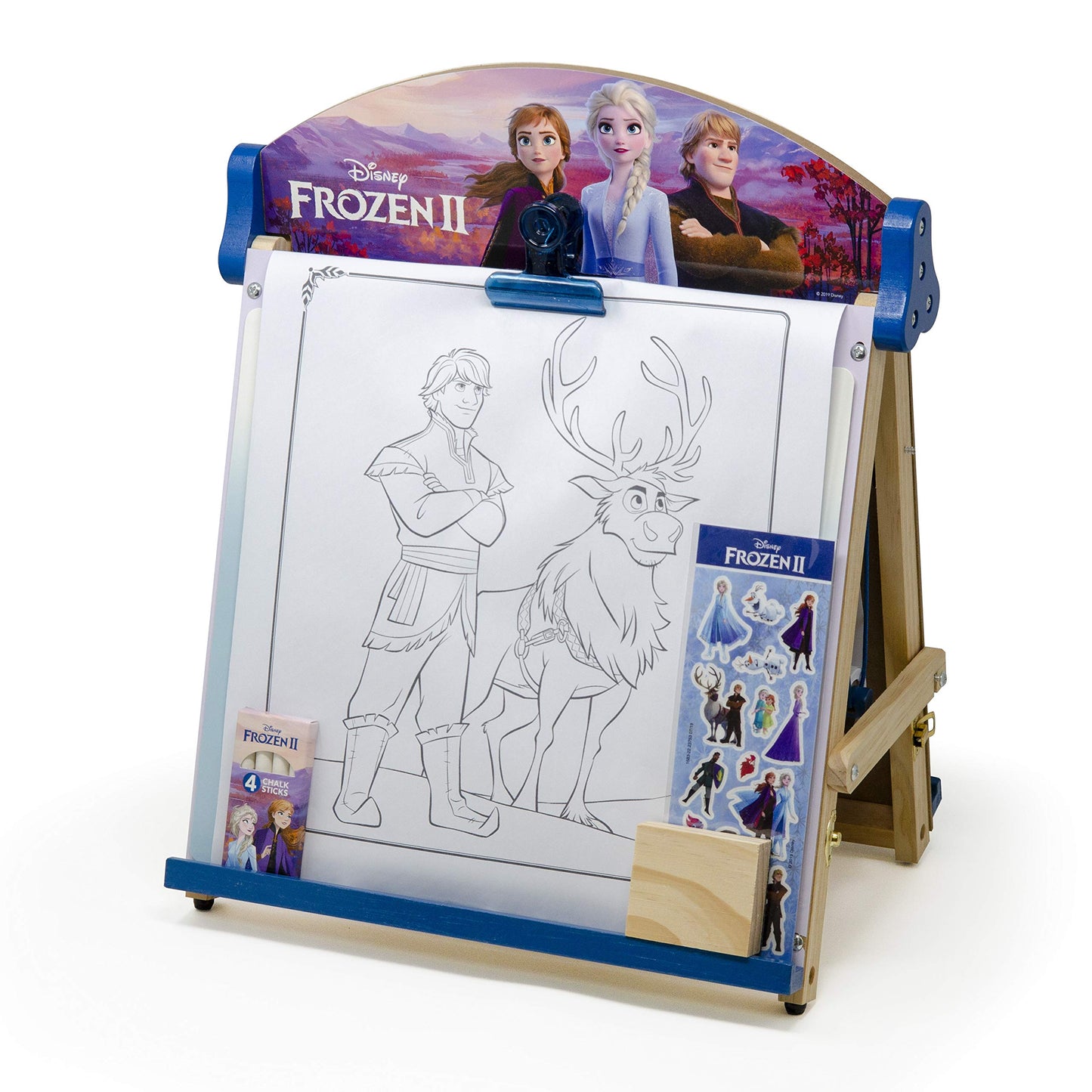 Disney Frozen 2 Double-Sided Wooden Easel with 25-Foot Coloring Paper Roll AS46283, Multicolor