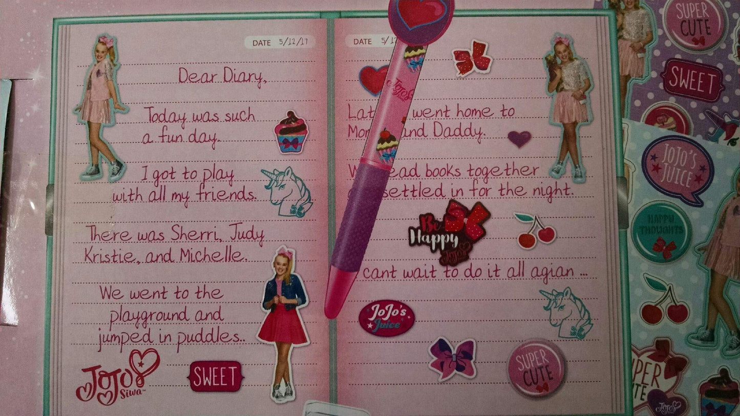 Nickelodeon JoJo Secret Diary Set for Girls,Aqua,10 x 6 in