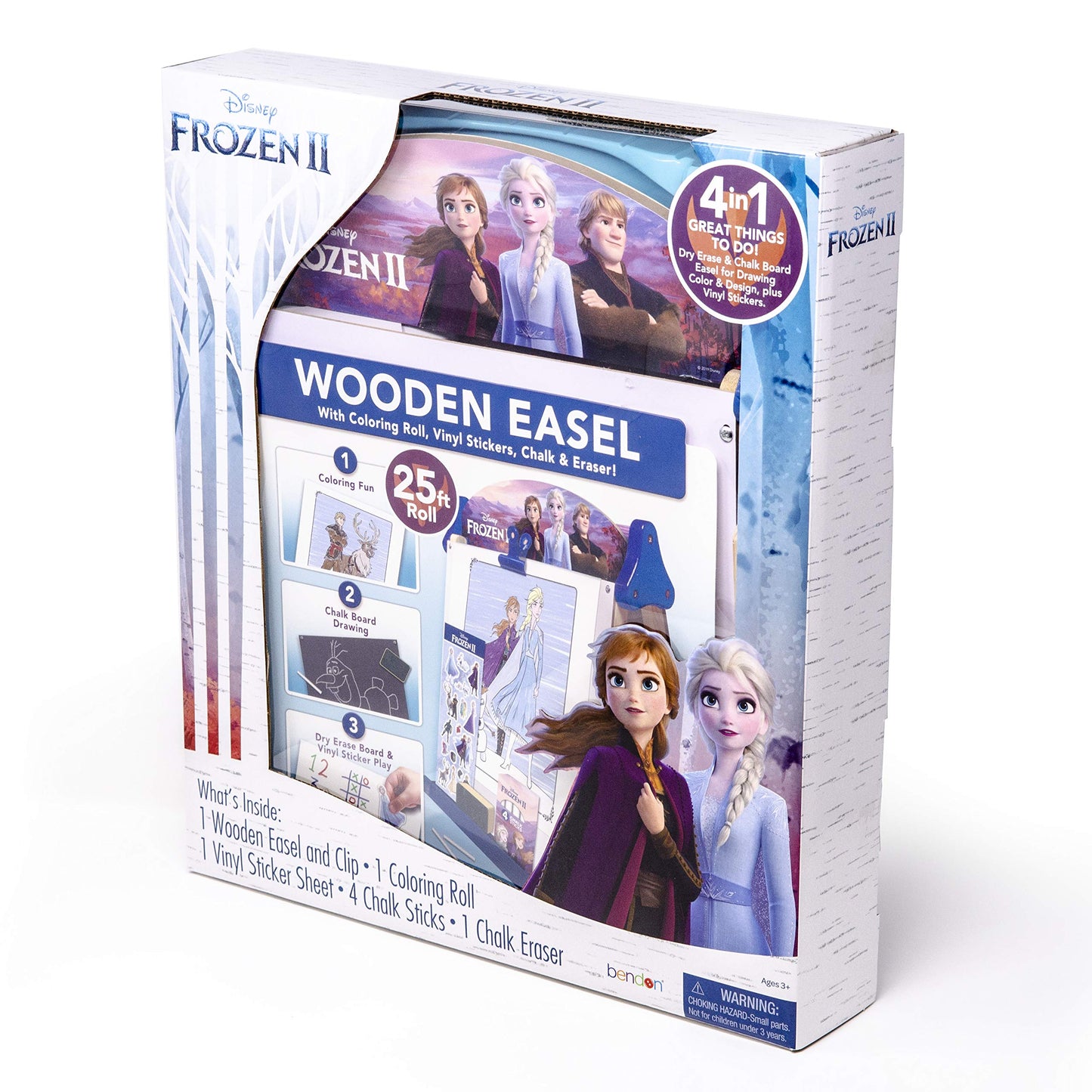 Disney Frozen 2 Double-Sided Wooden Easel with 25-Foot Coloring Paper Roll AS46283, Multicolor