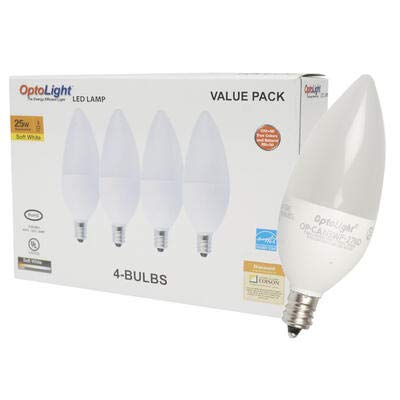 Maxx4Less LED Non Dimmable Technology Candle 3W 2700K Soft White 270 Lumens 4 Pack