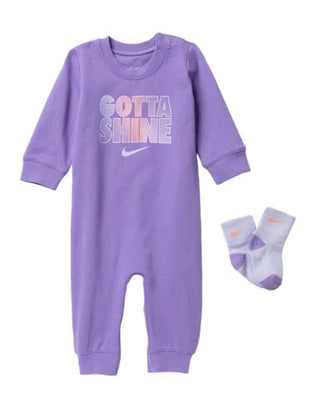 Nike Baby Girls Coverall & Socks 2-Piece Set (SPACE PURPLE, 6 Months)