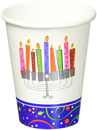 Playful Menorah Celebration Cups Tableware, Purple, Paper 9 Ounces8-Piece