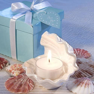 Exceptionnal White Ceramic Shell Design with Candle Inside