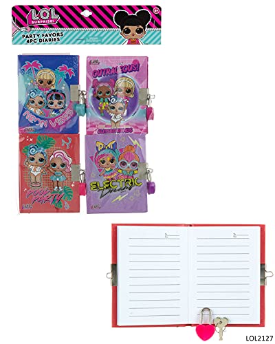 L.O.L. Surprise! Party Favors - 4PC Mini Diary w/Lock and Key