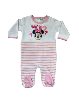 Disney Minnie Mouse Romper with Foot Spoon with Pink Stripes Printed