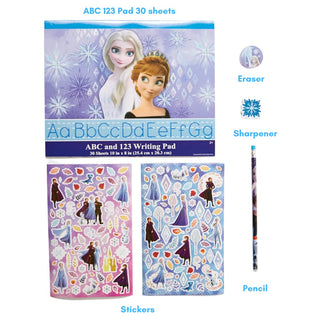 Disney Frozen Princess Elsa and Anna Lap Desk Activity Set for Kids with ABC 123 Practice Pad and Stickers