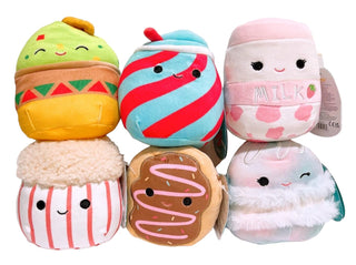 Squishmallows KellyToy Food Mix 5" Mini Plush Set of 6 Boba Taco Burrito Cupcake Plush