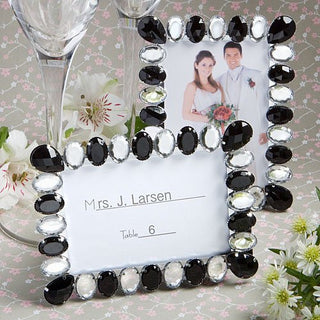 Bling Collection Photo Frame/Card Holder with Black and White Stones