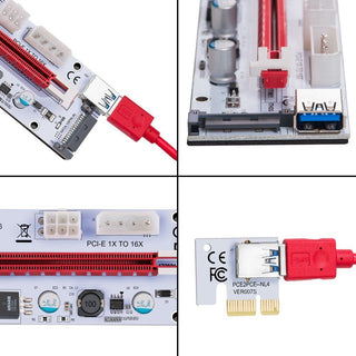 Value-5-Star - PCI-E Express Cable 1X TO 16X Images Extension Ethereum ETH Mining Powered Riser Adapter Card, 60cm USB 3.0 Cable, 4 Solid