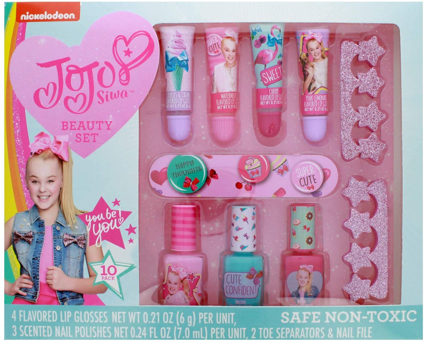 Jojo Siwa 10 Pieces Complete Beauty Nail & Lip Glosses Set For Girls
