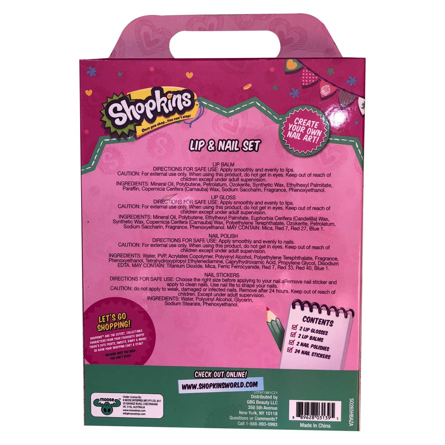 Licensed Branded Over 10 Pieces Beauty Lip & Nail Set for Kids/Toddler Girls (3+ Years)