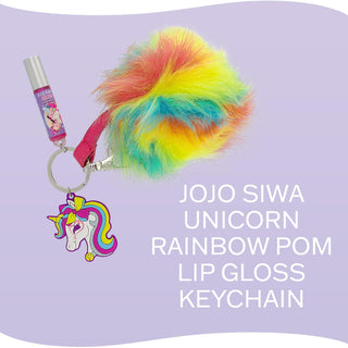 JoJo Siwa Unicorn Rainbow Pom Lip Gloss Keychain