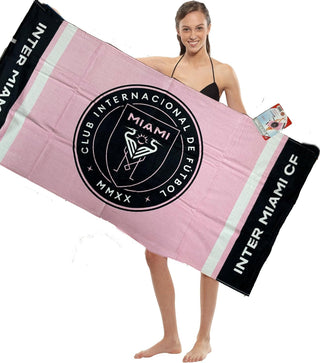 Island Gear Inter Miami Leo Messi Beach Towel - MLS Official Merchandise - 30"" x 60"" - Soccer Football, Pink