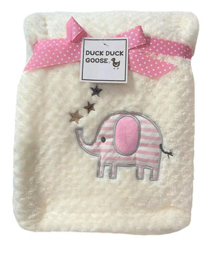 Duck Duck Goose Baby Plush Blanket - Elephant Striped Pink - 30" x 40" Girls Crib Baby Infant Toddler