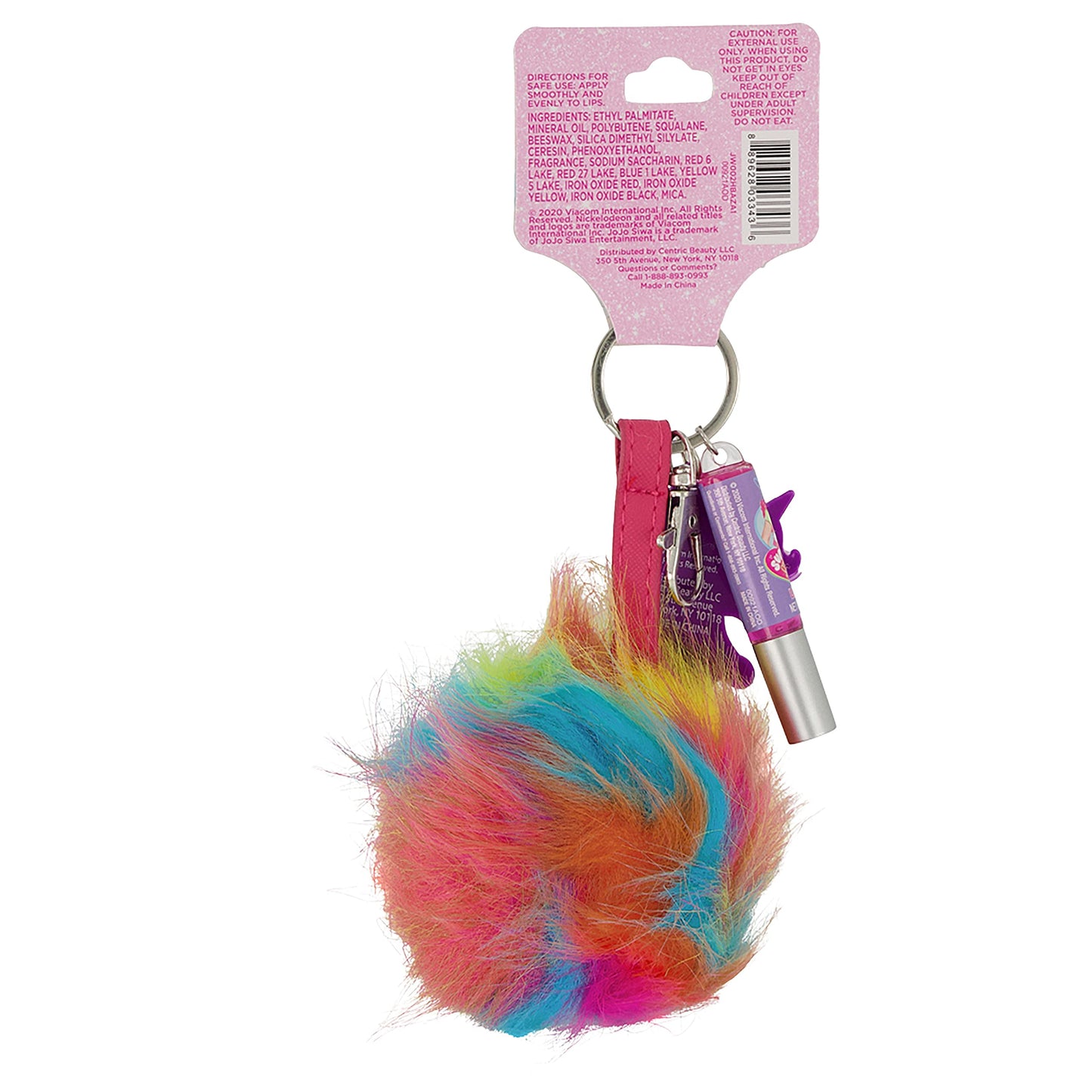 JoJo Siwa Unicorn Rainbow Pom Lip Gloss Keychain