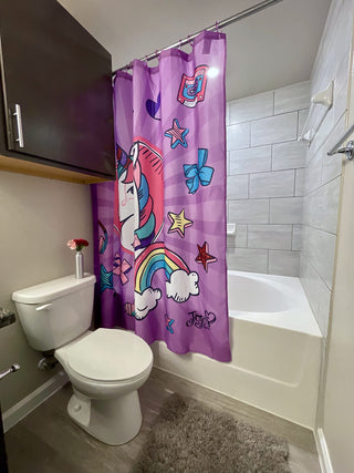 Jay Franco & Sons JoJo Siwa Unicorn Rainbow 13 Piece Shower Curtain w/Hooks Set 72" W x 72" L