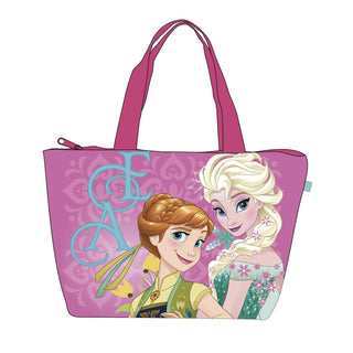 Disney Frozen Girls Beach Bag in PVC on Front & Heavy Oxford Polyester in the back and inside,with 2 Handle + Full Zipper to Close