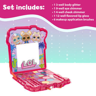 LOL Surprise! - Townley Girl Soft Case Vanity Set Includes Lip Gloss, Face Shimmer, Body Glitter, Cheek Shimmer, & Accessories Ages 5+ Perfect for Parties, Sleepovers &