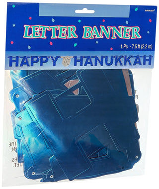 Amscan Joyous Hanukkah Festival Large Letter Banner Decoration, Purple, Paper, 7 1/2' x 6 1/4"", Pack of 1 Party Supplies