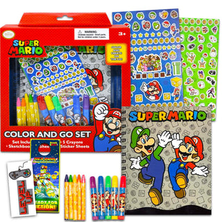 Nintendo Super Mario Sketchbook Set for Kids, Toddlers ~ 3 Pc Bundle With Mario Coloring Journal, Stickers, and More (Mario Drawing Pad Activity Kit)