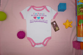 I'm Soooo Super Duper Adorable Funny Baby Girl Boy Unisex Infant One Piece Novelty Bodysuits.