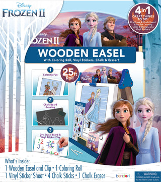 Disney Frozen 2 Double-Sided Wooden Easel with 25-Foot Coloring Paper Roll AS46283, Multicolor