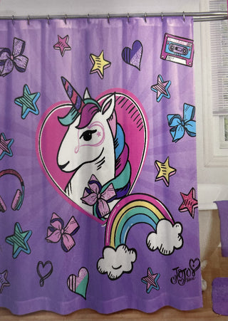 Jay Franco & Sons JoJo Siwa Unicorn Rainbow 13 Piece Shower Curtain w/Hooks Set 72" W x 72" L